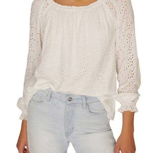Sanctuary Eyelet Peasant Blouse White Bardot XL